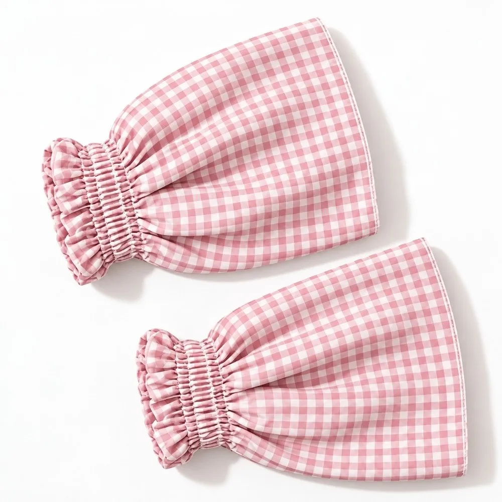Floral Print Sleeve Covers Double-sided Plaid Pattern Arm Sleeve Protectors Smocked Elastic Anti-Dirty Sleeve Guards Daily Wear