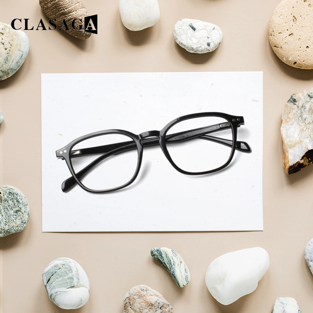 

CLASAGA Men's and Women's Rectangular Metal Hinges Comfortable Reading Glass Office Lightweight Decorative Prescription Eyewear