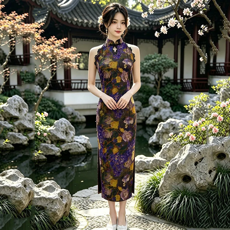 purple-sleeveless-hanging-neck-chinese-style-long-cheongsam-improved-for-young-2026-new-women's-qipao-dress