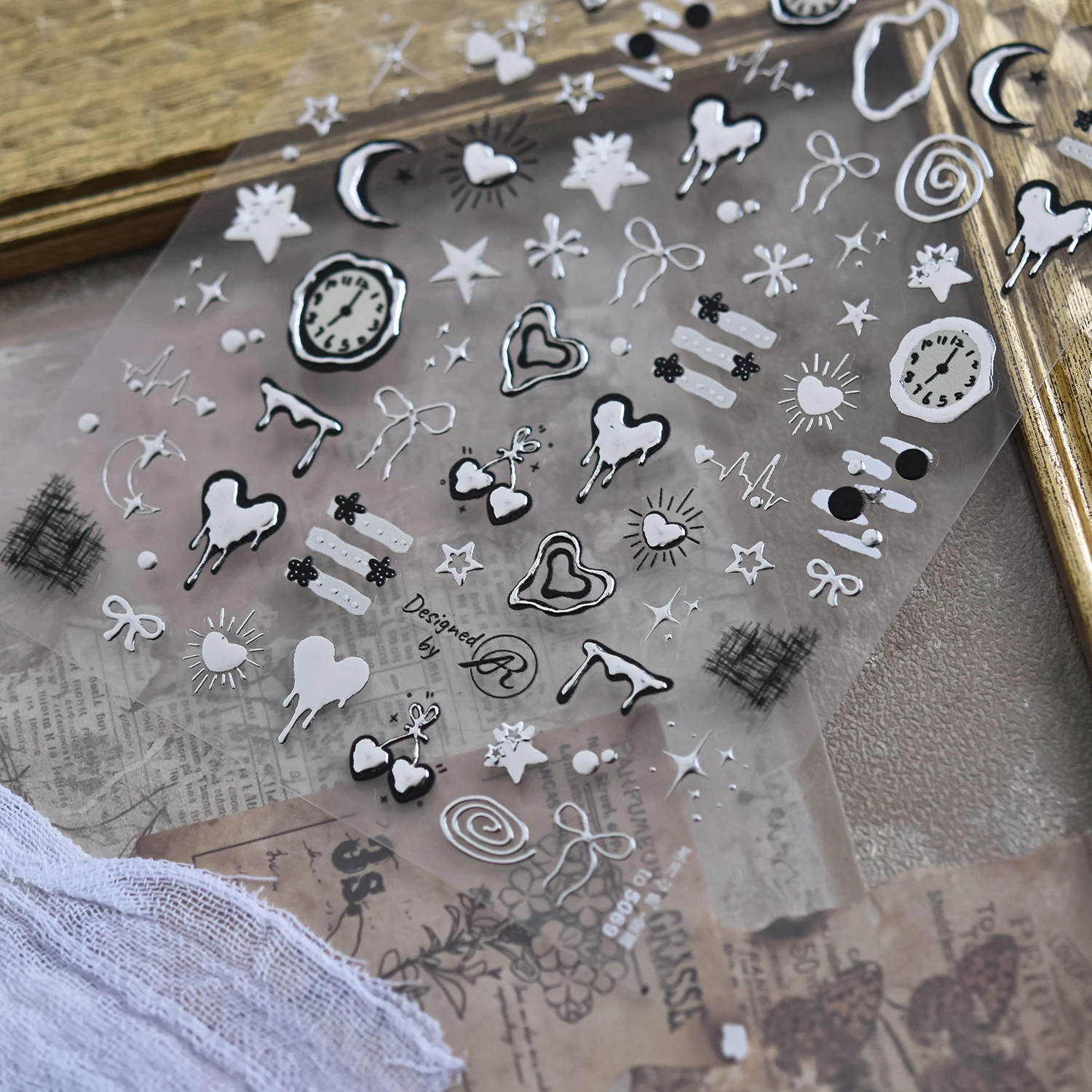 1PCS 5D Romantische Metall Blume Schmetterling Nagel Aufkleber Metall Rose Blossom Aufkleber Schatz Retro Nail art Dekorationen