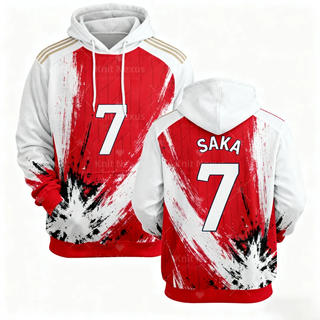 

Англия толстовка Сака No. 7, футбольная толстовка с капюшоном, осенняя мода, толстовки для отдыха, детские толстовки Y2K, мужские и женские толстовки