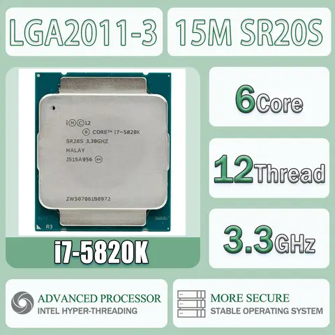 Intel Core I7-5820K 3.30GHz 6 Cores 12 Thread 15M I7 5820K CPU Processor I75820K Package LGA2011-3