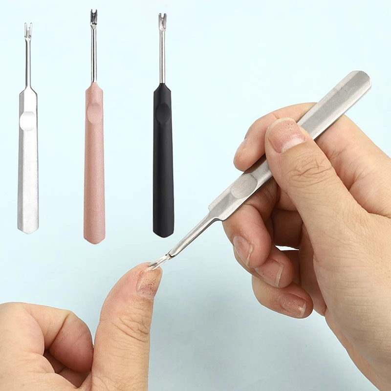 1Pc Cuticle Pusher Professionele Rvs Nail Cuticle Remover Eelt Dode Huid Vork Nail Manicure Pedicure Gereedschap