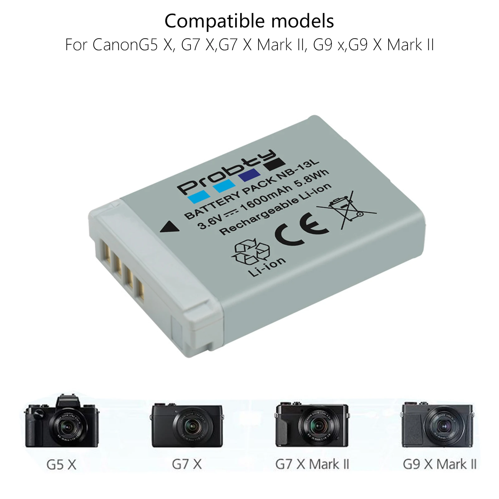 NB-13L NB 13L 1600mAh Batteria per fotocamera o Canon PowerShot G5X G7X G9X G7 X Mark II G9X Mark II SX620 HS SX720 HS SX730