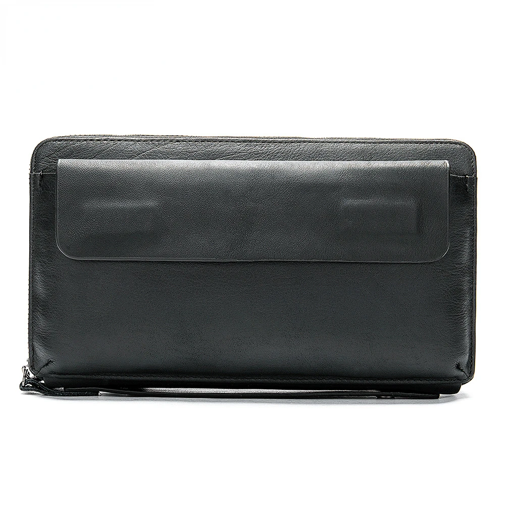 Genuine Leather Clutch Bag Men Luxury Handbag Designer Zipper Clutch Wallets Casual Male Long Purse Phone Pocket Large Capacity