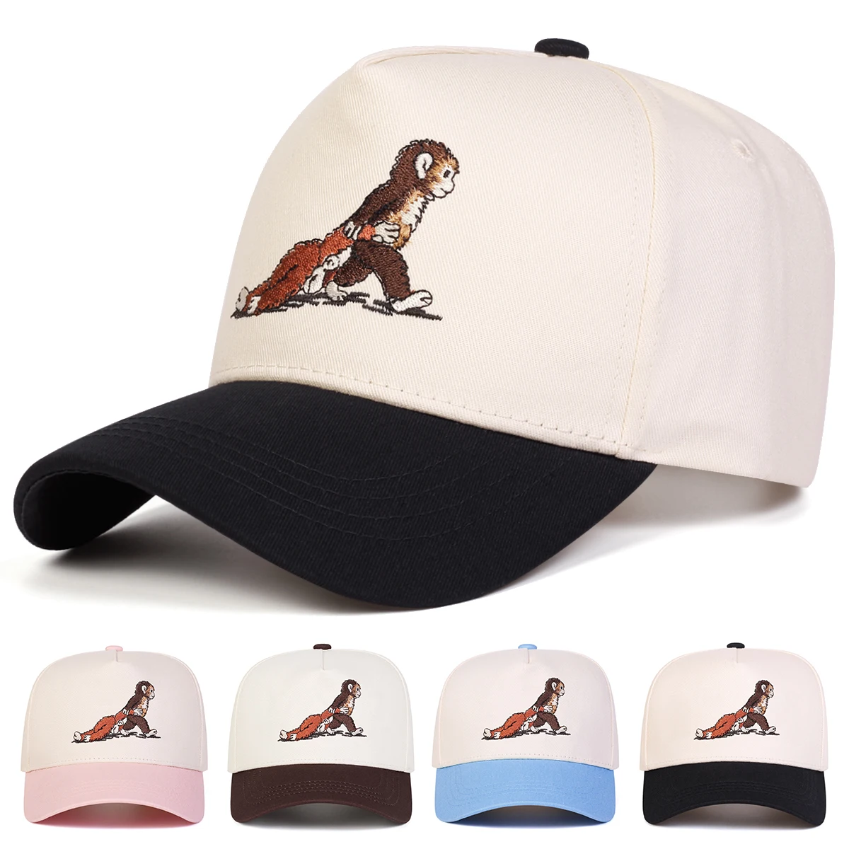 Unisex Monkey Embroidery Baseball Caps Spring Autumn Outdoor Adjustable Casual Hats Sunscreen Hat Sports Cap