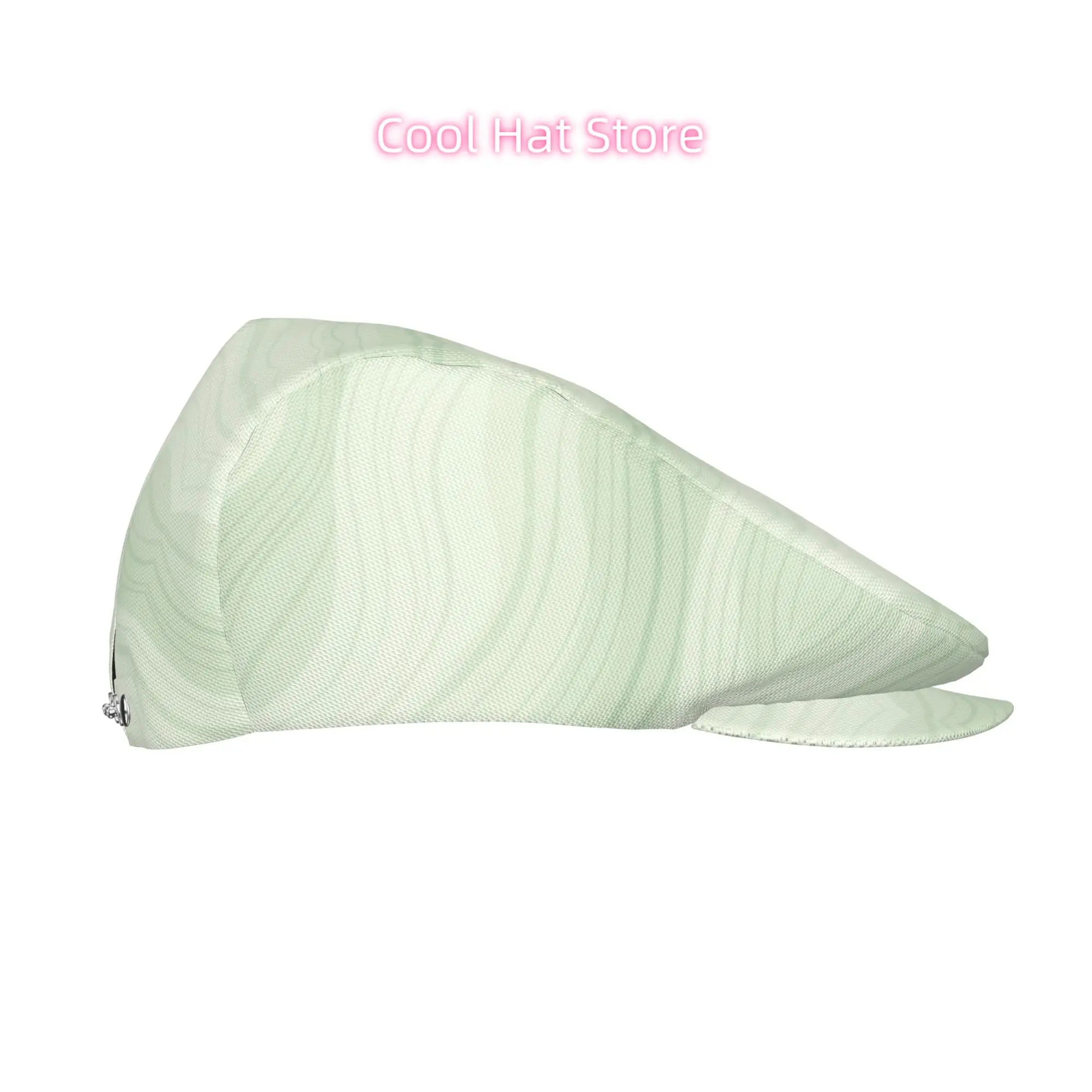 Mint Green Wave Pattern Men And Women Flat-Top Cap, Adjustable Beret, Newsboy Cap, Ivy Caps Taxi Driver Caps Irish Capss