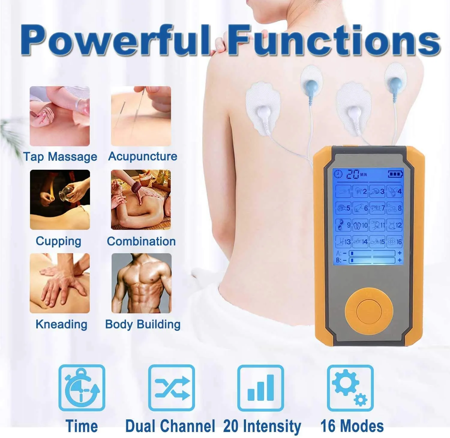 

16 Modes TENS Physiotherapy Massager Health Care Acupuncture Massager Muscle Stimulator Pain Relief Massager Back Neck Body