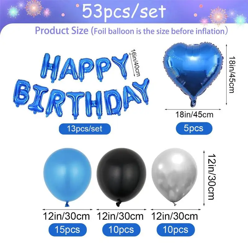 Happy Birthday Letter Balloon Set, 53pcs/set Metallic Latex Balloon, Balloon Set Birthday Party Decoration, Summer Home Deco