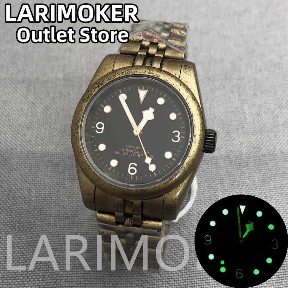 

LARIMOKER 39mm gold Rose gold bronze coating Black dial Automatic Men's Watch fit NH35 PT5000 movement sapphire glass