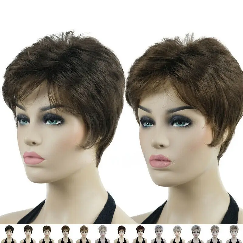 

Curly/Straight Short Layered Hair Ladies Wig