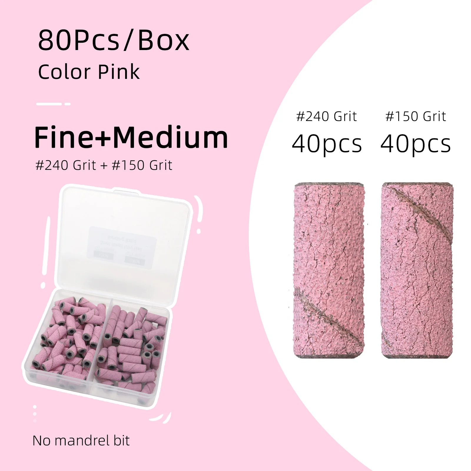 HYTOOS 3mm Mini-Schleifband-Set für elektrische Nagelfeilen, 2 Körnungen, 80 Stück, zum Polieren von Nägeln, Gel-Entfernungswerkzeug ohne Dornbit – Detail 8