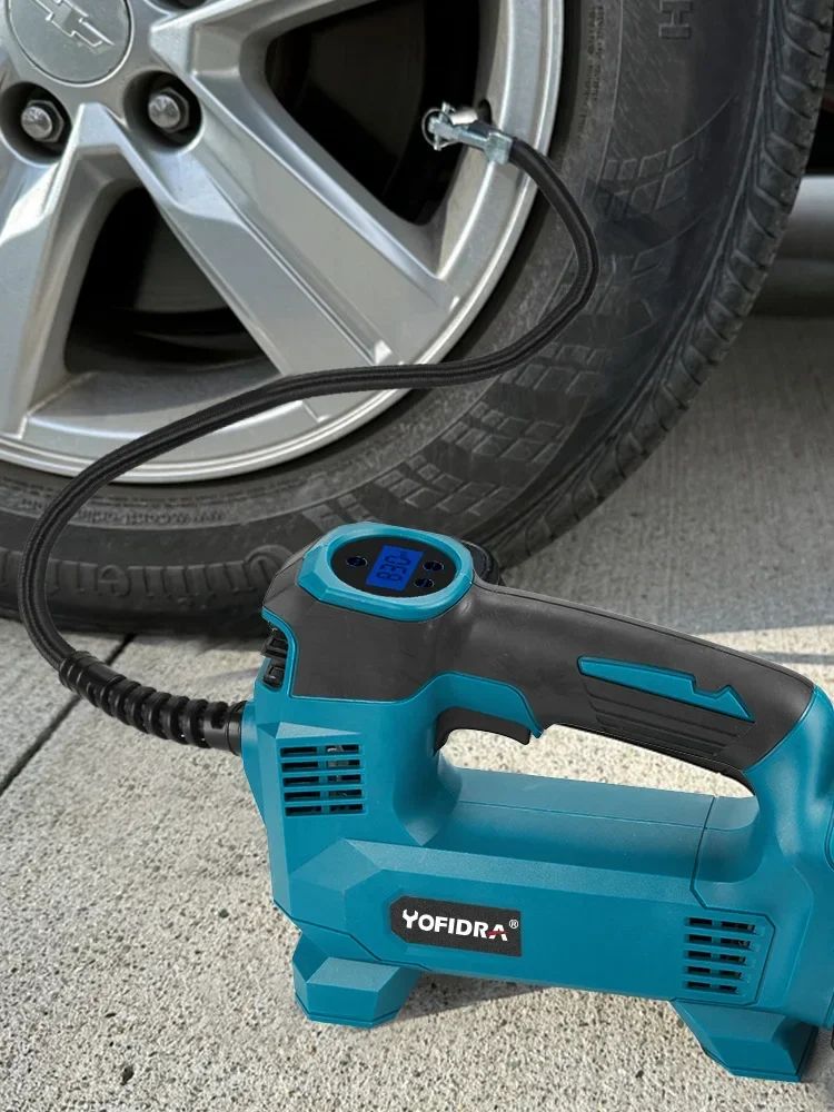 YOFIDRA Hochdruck Luft Aufblasbare Reifen Inflator Kompressor Digital Display Cordless Auto Reifen Inflator Für Makita Batterie Pin