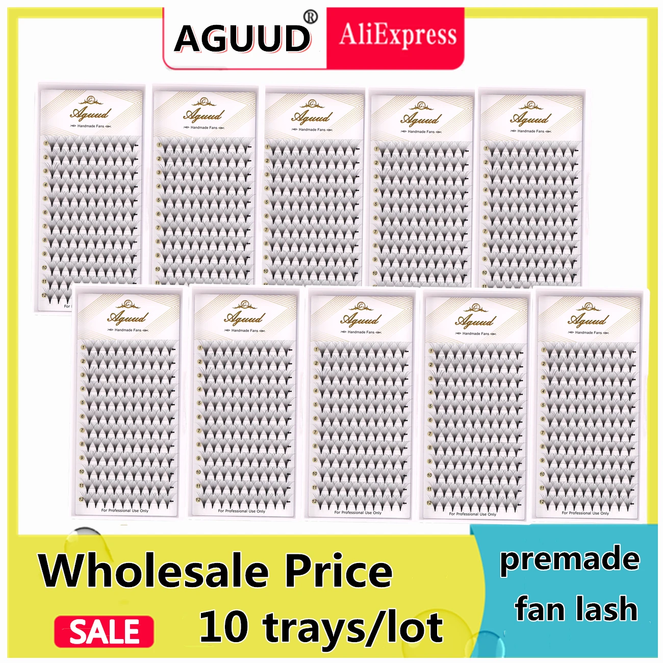 

AGUUD 10 лотков/лот Корея готовые русские объемные ресницы заостренный средний стержень узкая основа готовые вееры наращивание ресниц оптом