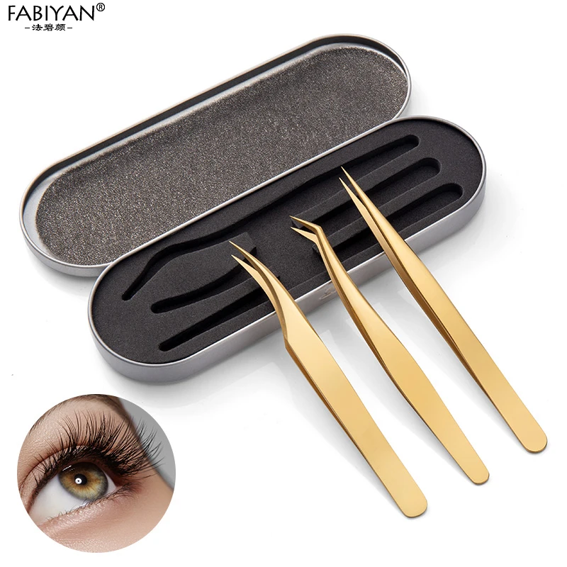 Stainless Steel Eyelashes Tweezers Extension Tools Makeup Eyebrow Nail Art Decoration Rhinestone Picker Manicure 3/4/7Pcs Set