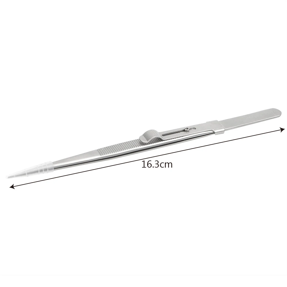 

DIYWORK for Jewelry Electronic Components Holding Tightly Adjustable Slide Lock Tweezer 165mm Precision Anti Static