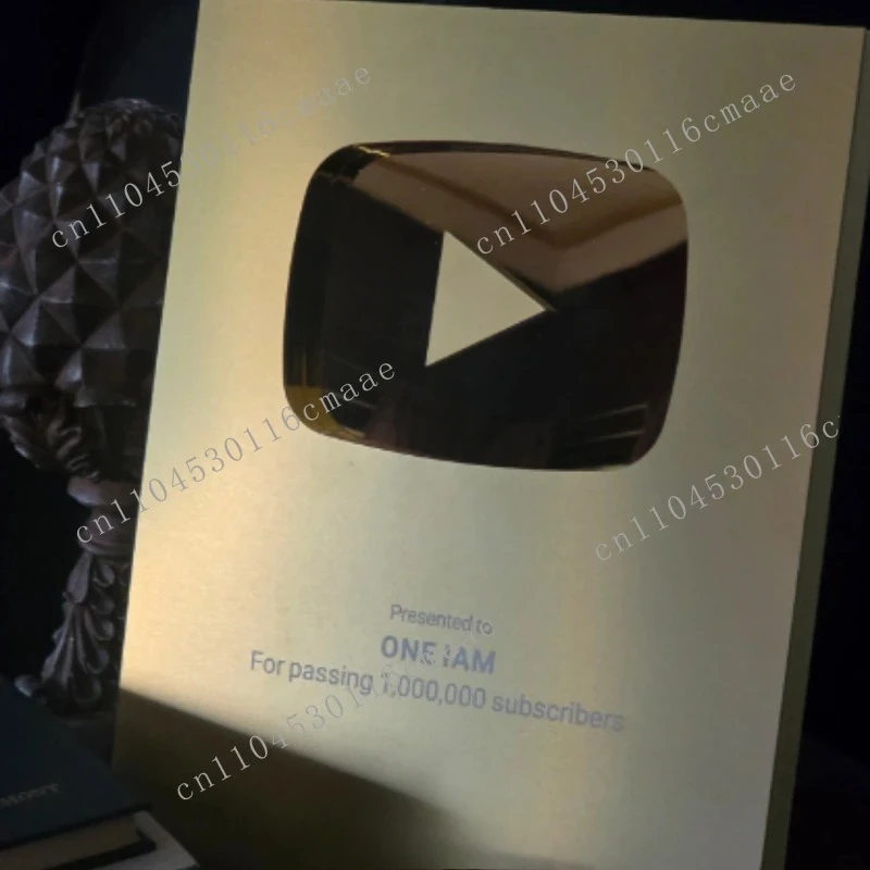 

Customized Name, Personalized YouTube Play Button Trophy, Aluminum YouTube Shield Cup Award