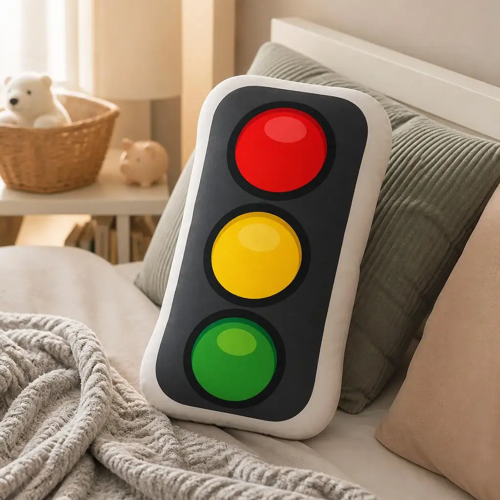Traffic Light Shaped Plush Pillow Signal Cushion for Driving Roadway Fans Funny Stuffed Throw Pillow Home Decor Gift Sofa Bed