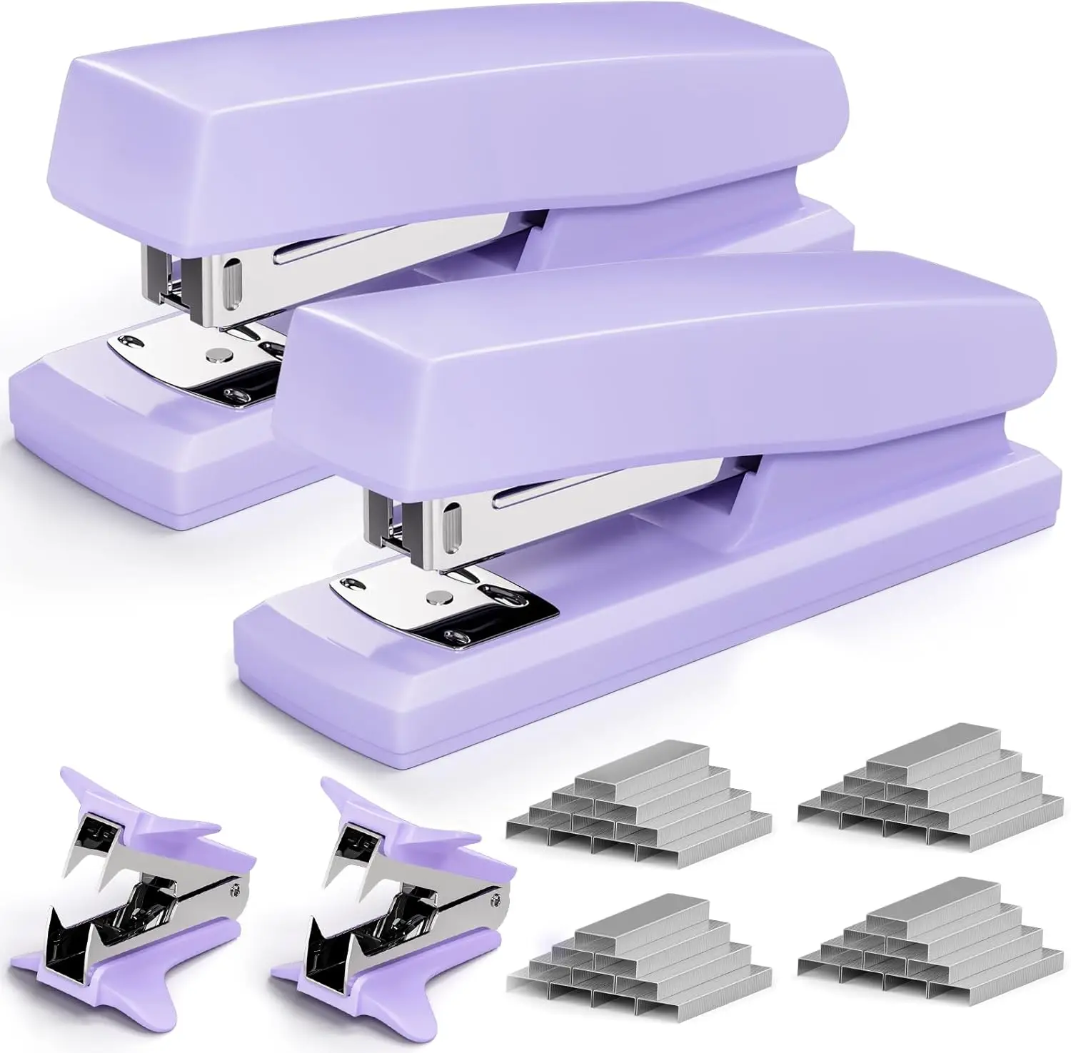 

Purple Office Staplers 25-Sheet Capacity with 4000 Staples and 2 Staple Removers for Students and Office