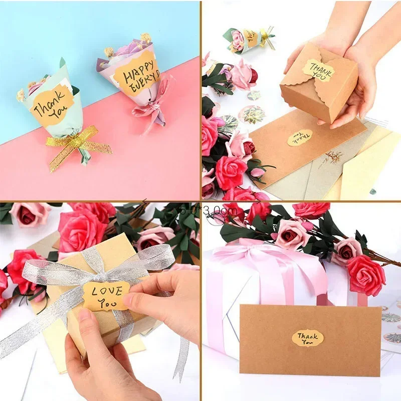 300Pcs 크래프트 스티커 필기 편의 스티커 주방 항아리 병 주최자 레이블 DIY 선물 태그 케이크 베이킹 씰링 태그