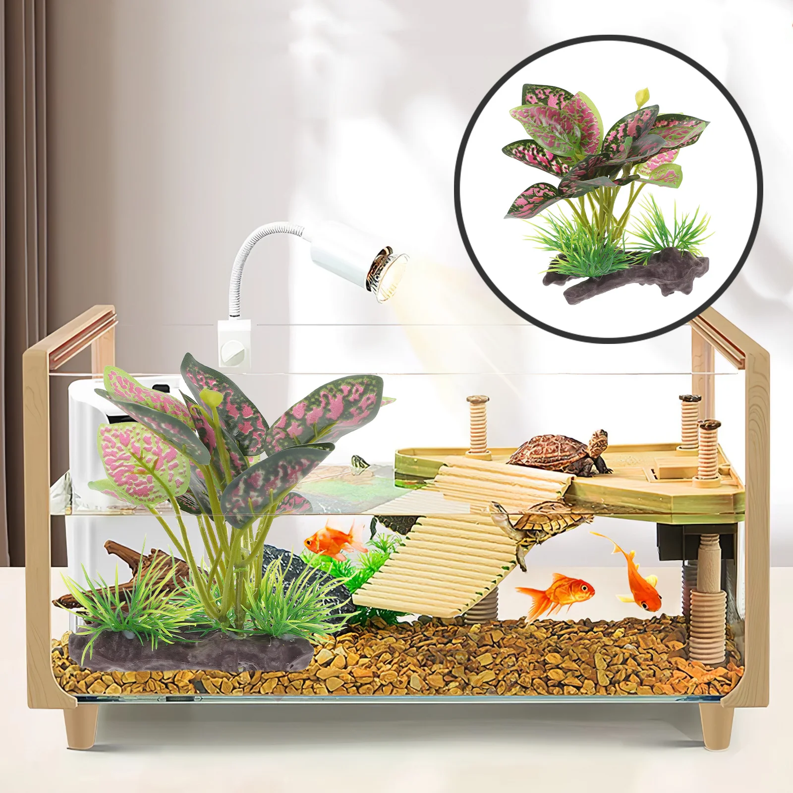 

Lifelike Simulation Reptile Plant Decor Safe Resin Plastic Material Bright Color Easy Install Aquarium Terrarium