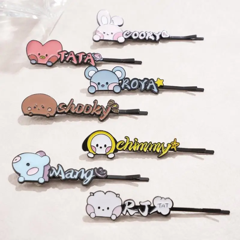 Kawaii Bt21 Girls Hair Clip Cartoon Animation Tata Shooky Cooky Rj Portable Washing and Makeup Clip Sweet Girl Hair Accessories