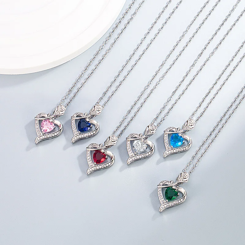 12 Kinds of Diamond Rose Love-shaped Pendants European and American Fashionable Women's Necklaces