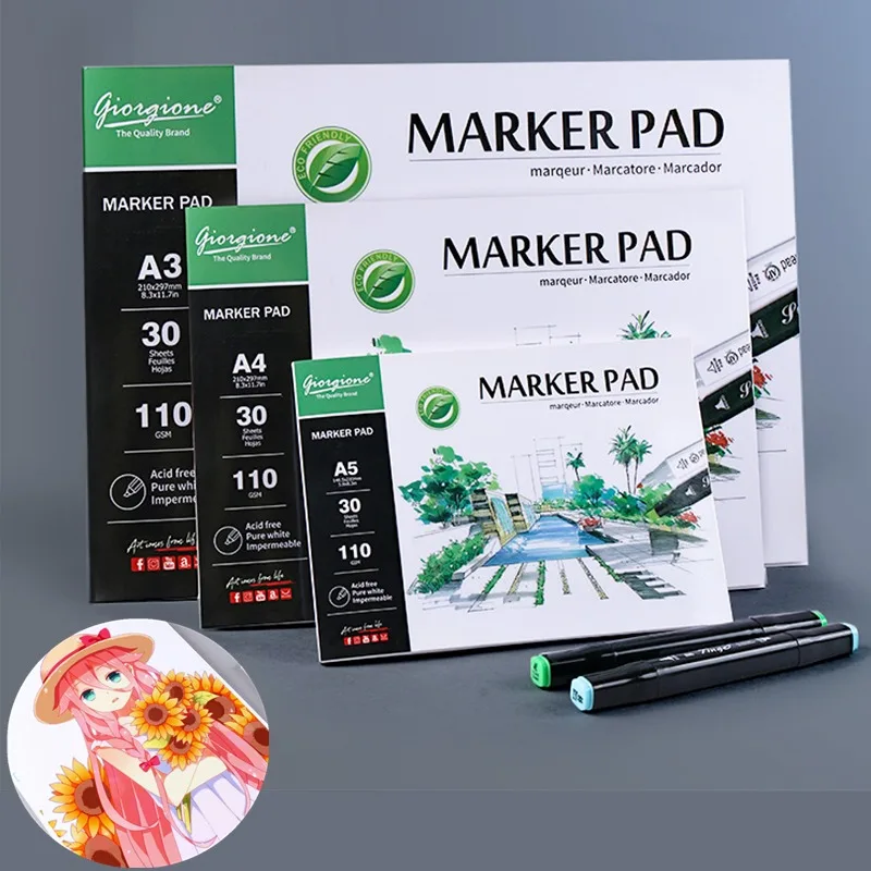 

110g Thickened Marker Drawing Book A3/A4/A5 Single Side Sealant Sketchbook Art Paper Student's Hand-drawn Doodle Drawing Book