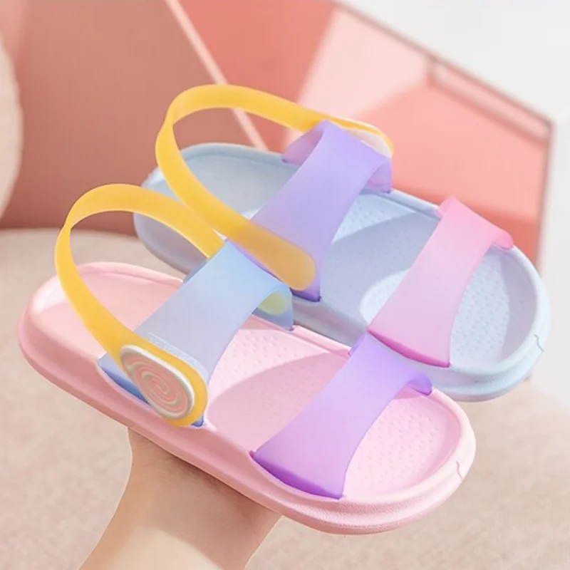 Sandalias estate sandali per bambini neonata bambino fondo morbido antiscivolo scarpe in PVC bambini colore caramella scarpe da spiaggia ragazzi