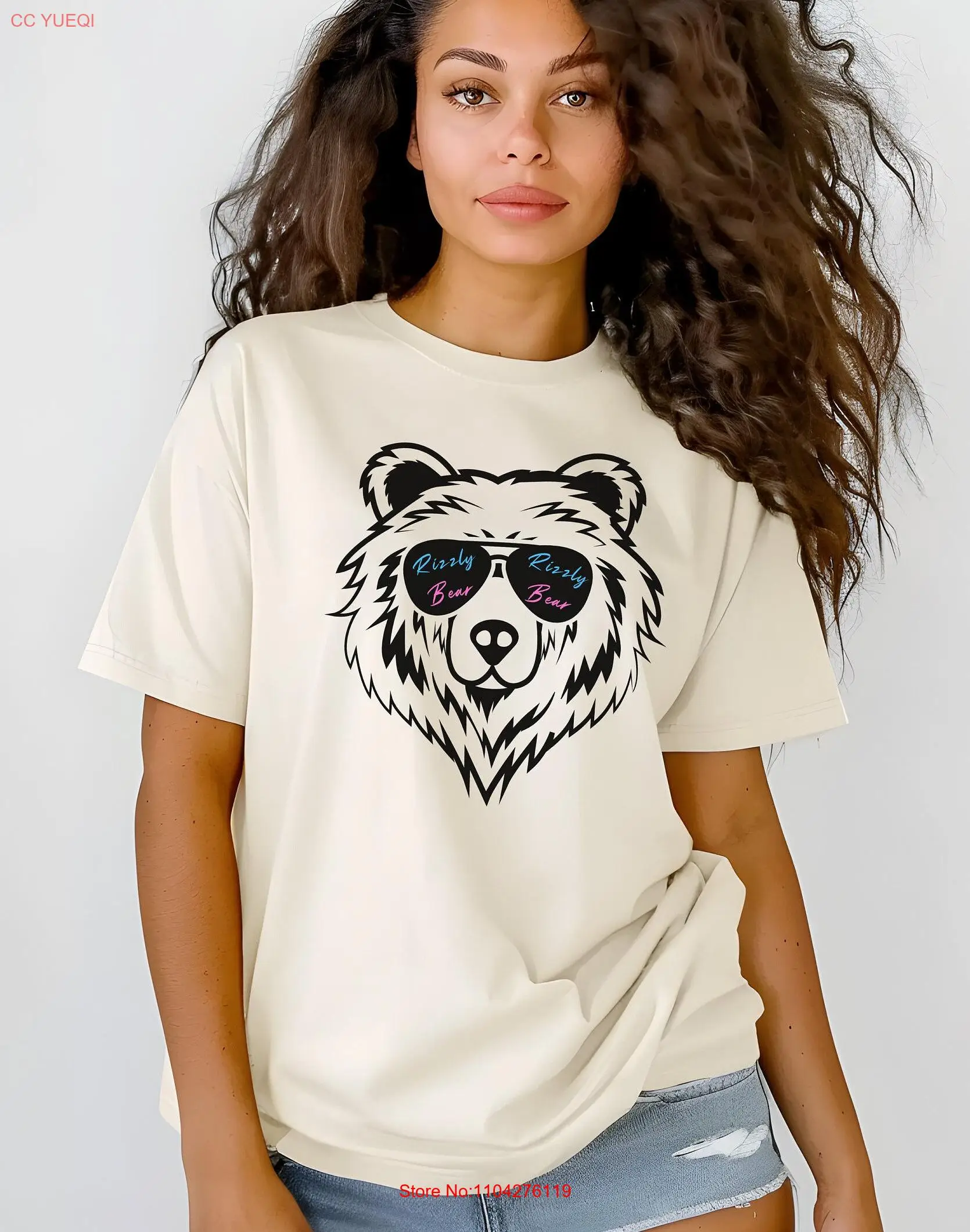 Rizzly Bear T Shirt Gen Z Slang Funny Pun Retro Vintage Rizz for Him Hery long or short sleeves