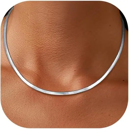 

Серебряное/позолоченное 18-каратным золотом ожерелье-ёлочка для женщин, ожерелья-змейки 3 мм, 4 мм, 5 мм, модные женские ожерелья