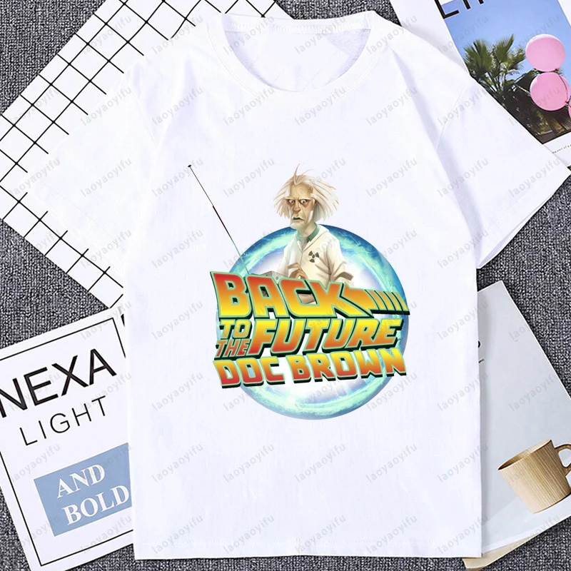 تي شيرت رجالي بني يعود إلى المستقبل ، قمم ممتعة ، تي شيرت فضفاض ، قمم ، ملابس ،