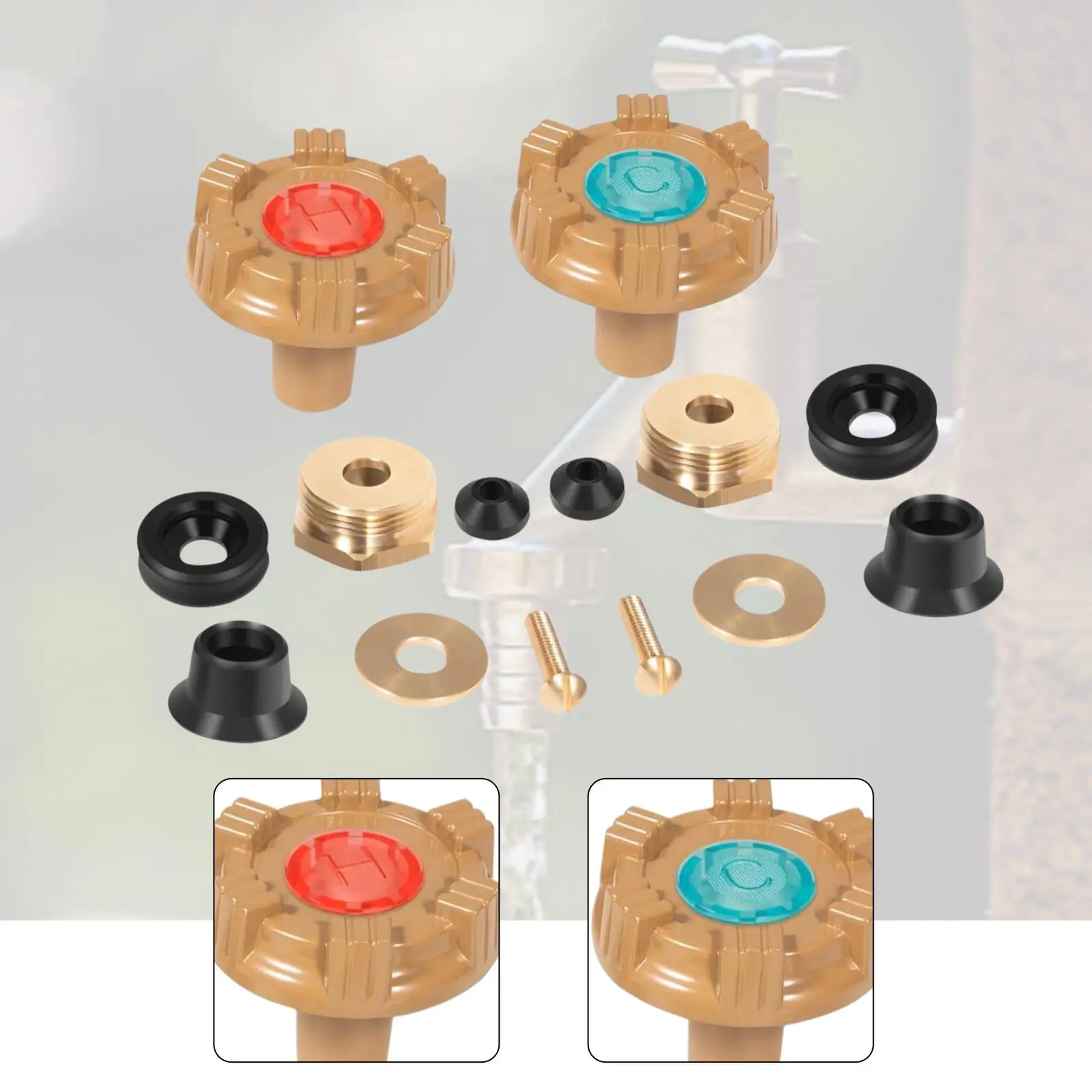 RK-22MH Repair Kit Round Handle Outdoor Faucet Parts Packing Support Washer Round Wheel Handle Check Valve Retainer Screw