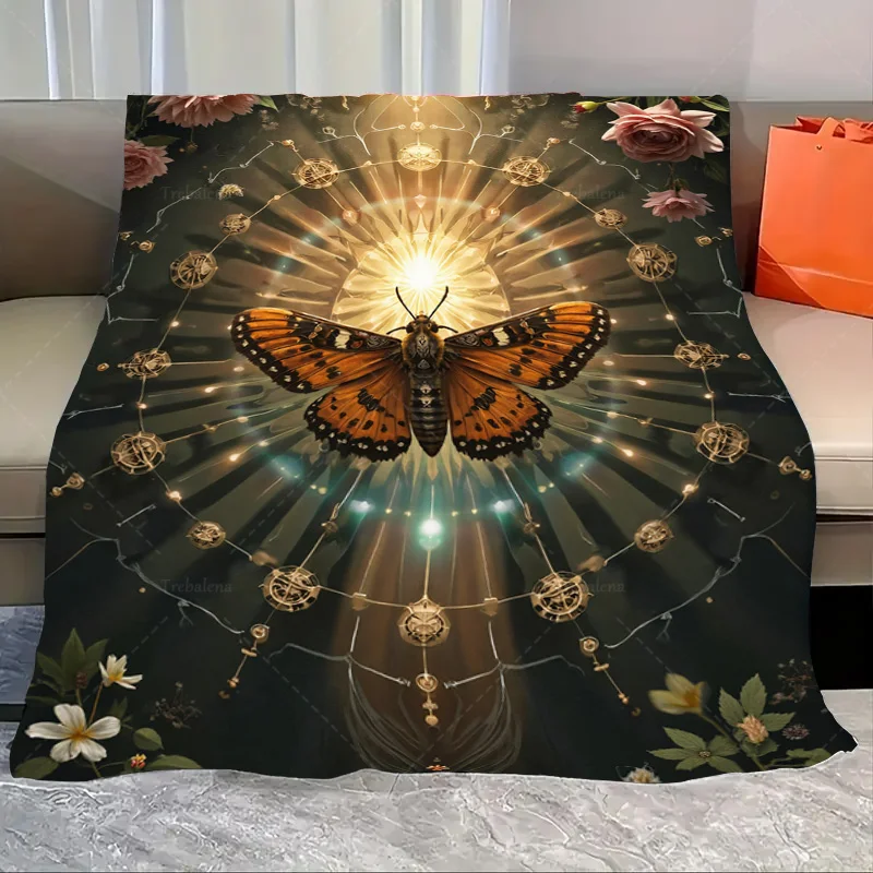 

1 шт. фланелевое одеяло Одеяло с бабочкой Radiance — шикарный дизайн в стиле бохо с цветочными акцентами