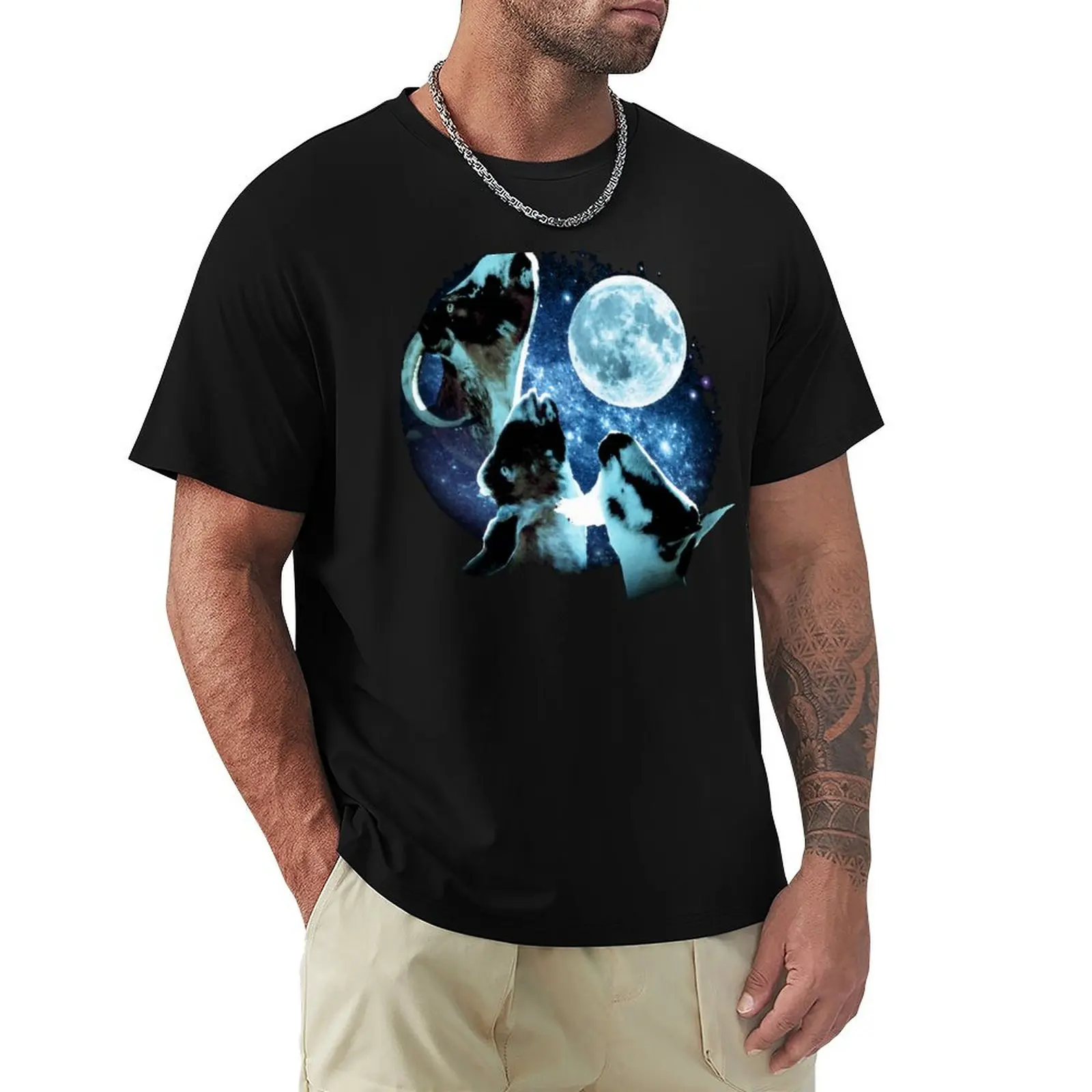 Three Goat Moon T-Shirt man t shirt cotton T-Shirt