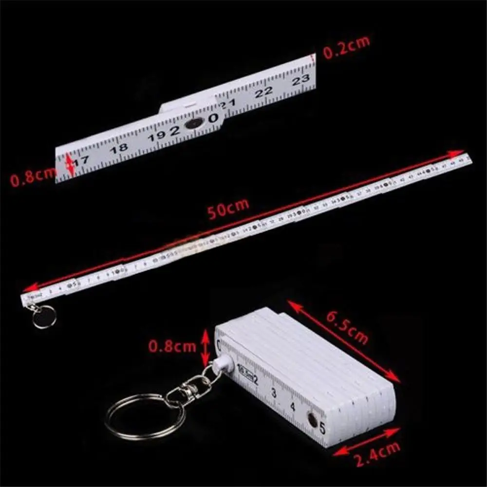 Durable Portable Ruler Tape Fold Key Finder Key Ring Measuring Tool Measure Carpenter Key Chains