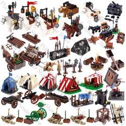 Medieval Military Napoleonic Cannon Soldier Tent Scene Building Block Drone Artillery Cattle Carriage Gun Weapons Brick Toy Gift