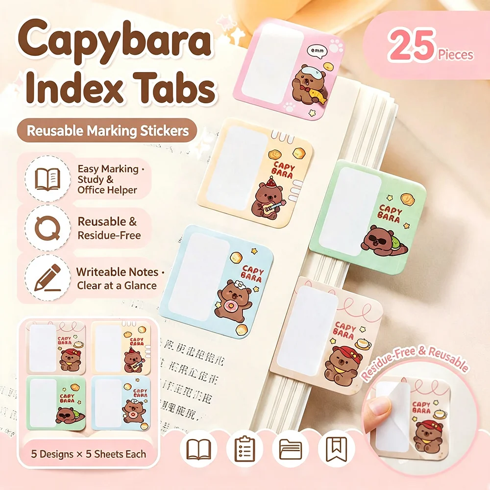 Office Classification Sticky Notes, Tag Index, Waterproof Cute Name stickers, Adhesive Label stickers