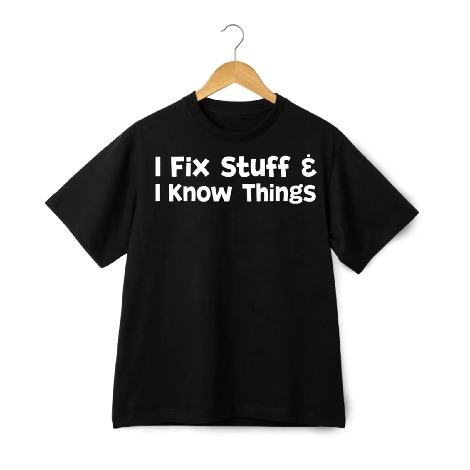 I Fix Stuff Know Things Print T Shirt Handy Confident Casual vintage Washed Versatile Comfortable homme streetwear graphic