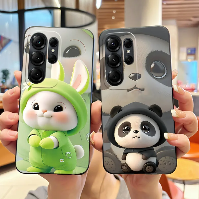 Shockproof Case For Doogee Note 56X/56X Pro Casing Soft Silicone Cute Pink Cartoon Panda , Funny Cartoon Cat Pattern Black Cover