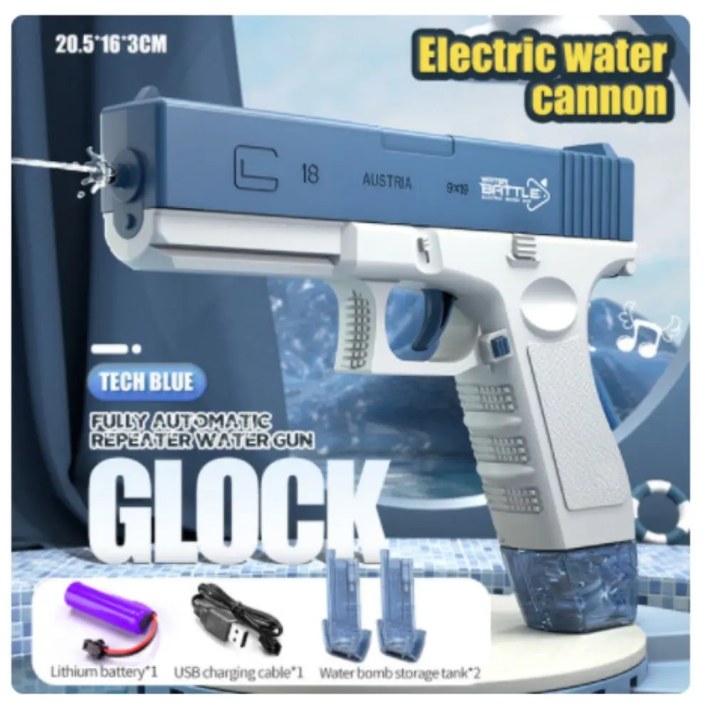 2023 New Water Gun Electric Glock Pistol Shooting Toy Full Automatic Summer Water Beach Toy For Kids Boys Girls Adults