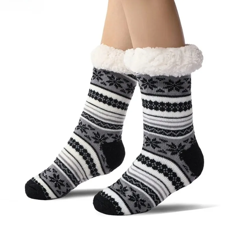 Flauschige rutschfeste Socken für Herren, gestreift, für den Winter, warm, kurz, verdickt, zum Schlafen zu Hause, thermisch, weich, rutschfest, flauschige Socken für Herren