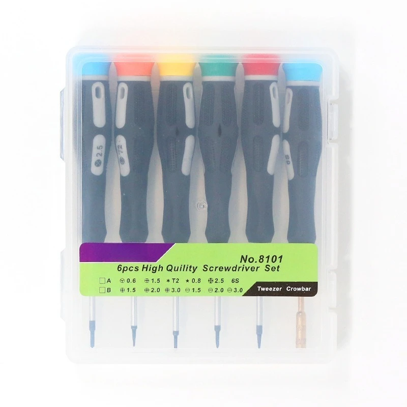 6pcs Precision Screwdriver Set Color-Coded Magnetic Screwdrivers Kit for IPhone Laptop Electronics Repair Tools