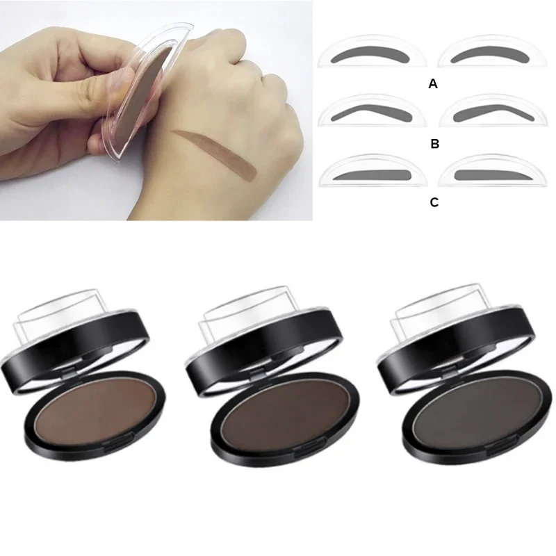 Eyebrow Powder Stamp Tint Stencil Kit เครื่องสําอาง Professional แต่งหน้า Waterproof Eye Brow Stamp Lift Eyebrow Enhancers Stencil Kit