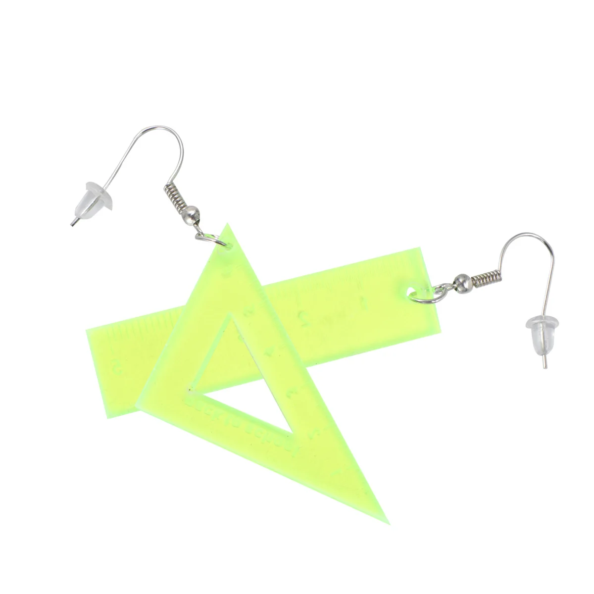 

1 Pair Yellow Triangular Straight Earrings Creative Dangle Design For Women Fashion Jewelry Gift Party Wedding Daily Wear Ruler