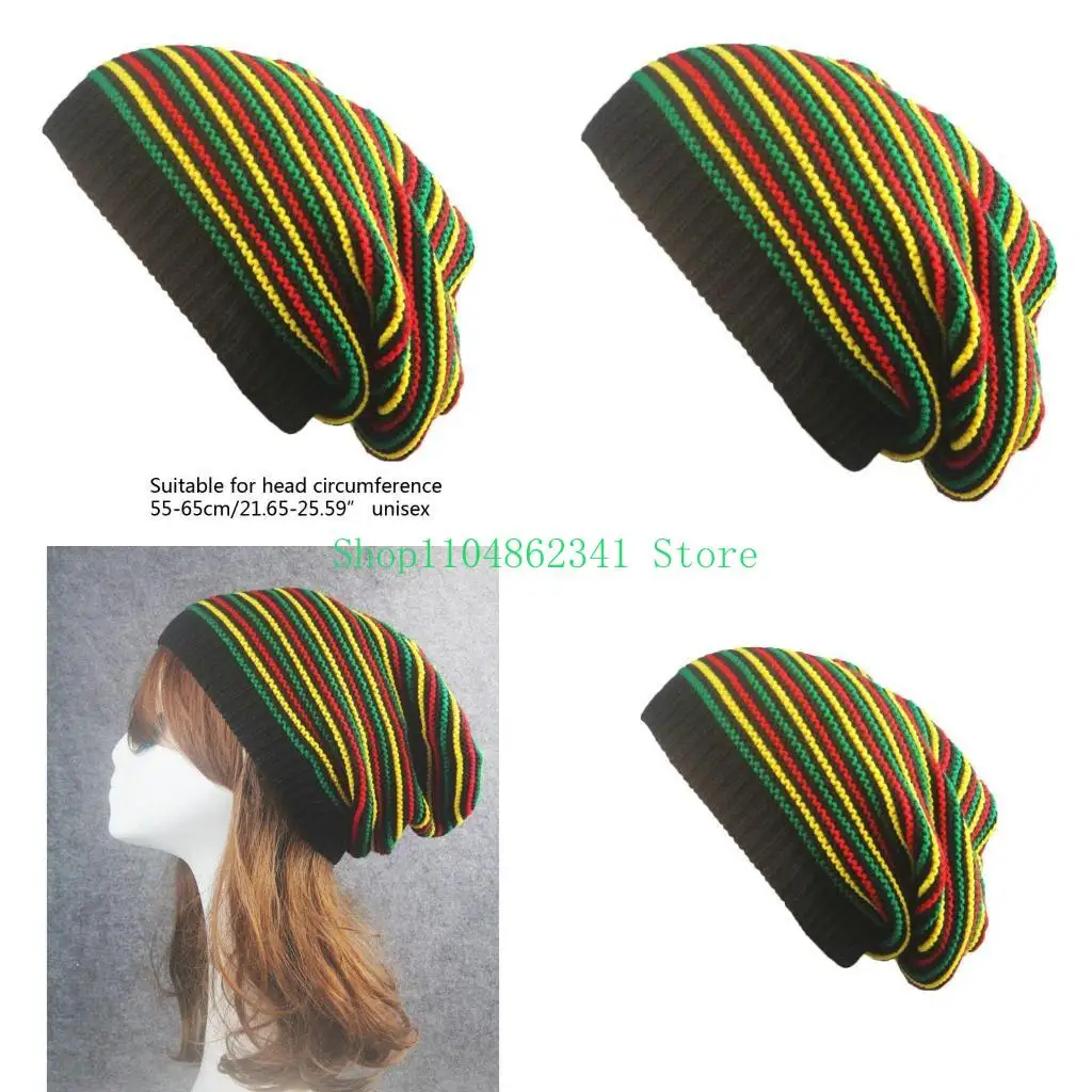 

5asd Unisex Acrylic Winter Hat Retro Beanie Knit Jamaica Stripes Skullcap