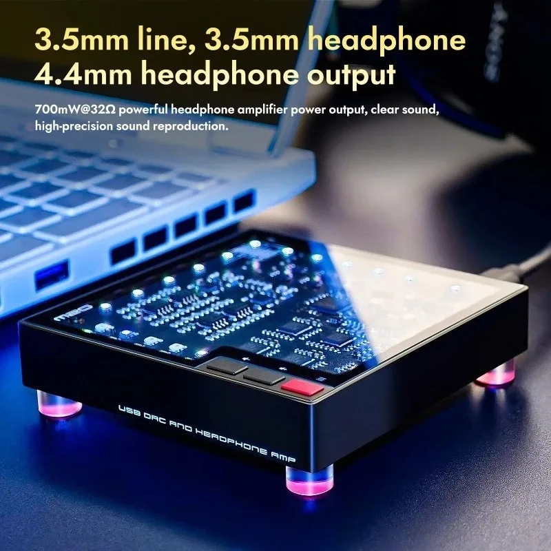 Portable Hi-Res Audio DAC Headphone Amplifier Dual USB Modes MQA Decoding Digital Audio Output Player Accessory