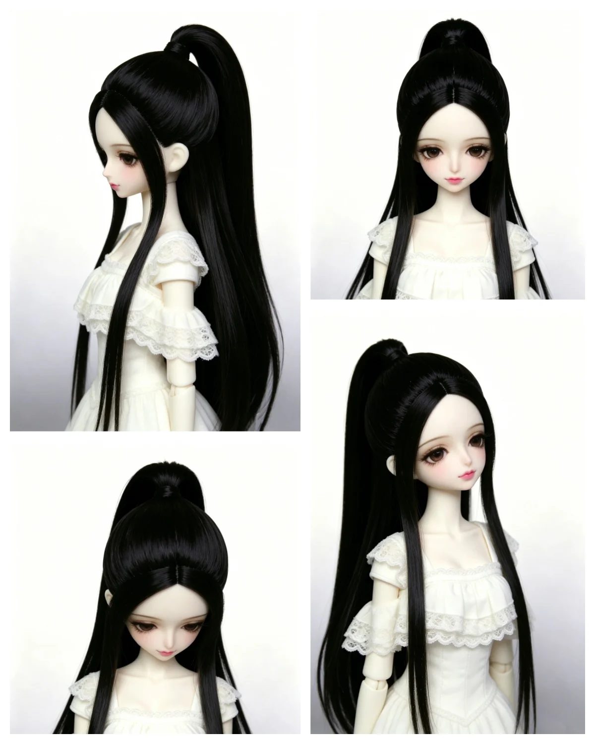 

Wigs 1 6 scale doll accessories high ponytail black bjd wig, doll wig 1/4 BJD doll hair free shipping