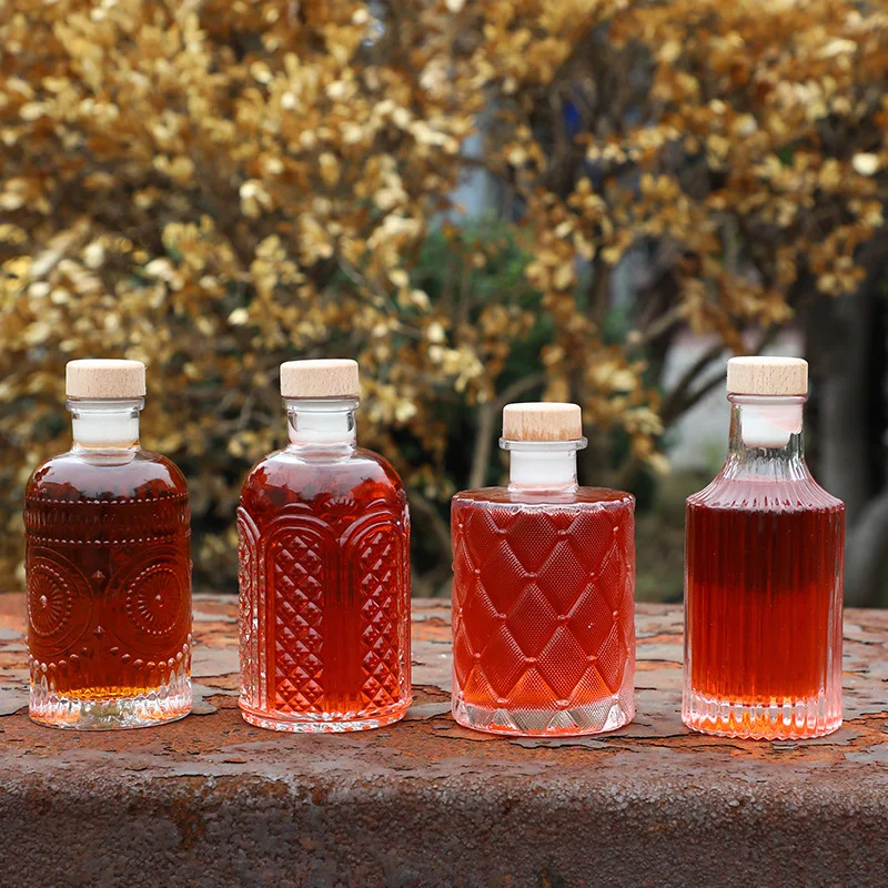 Cocktail Bitters Bottles Retro Creative Glass With Wooden Lid Sauce Bottle Kitchen Seasoning Tools Bar Bartending Accessories