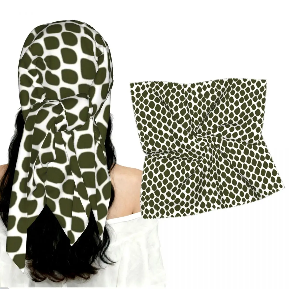 Women Imitation Silk Square Scarf Skin Of Snake Crocodile Lizard Alligator Smooth Satin Kerchief Neck Scarf Head Wrap Bandana